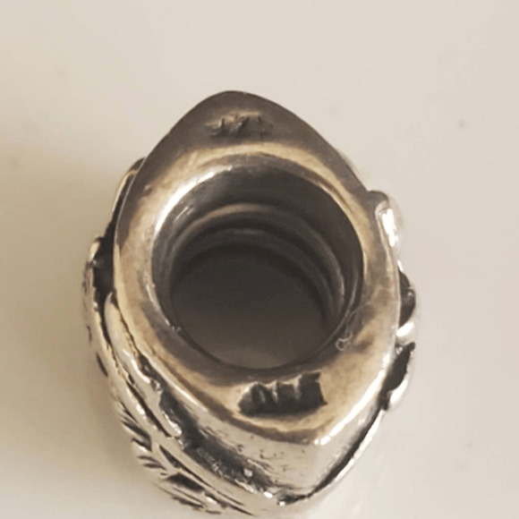 Pandora Sterling Silver Poinsettia Flower Retired Bead Charm Signed S925‎ ALE - Picture 3 of 4